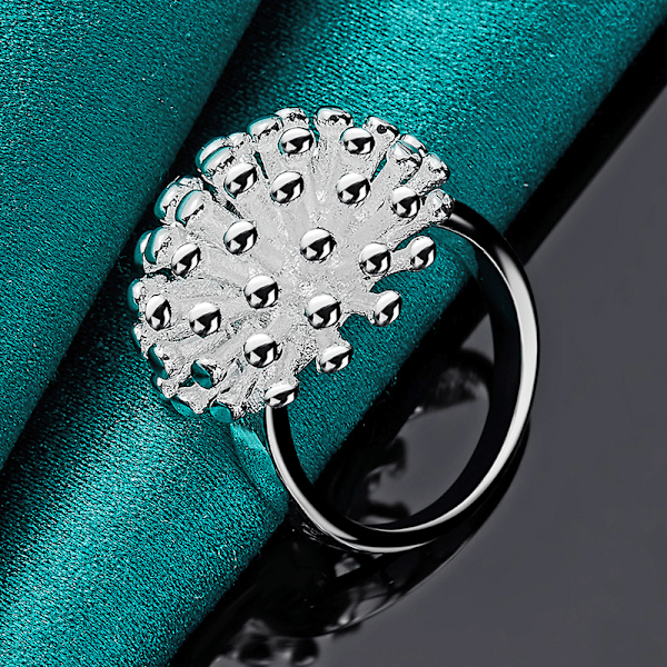 925 Sterling Hopea Sormus Koralli Pyöreä Amuletti 6-10 Muoti Korut 7