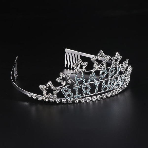 Barns charmiga Rhinestone Heart Design Tiara Crown Pannband för flickor (blå strass)
