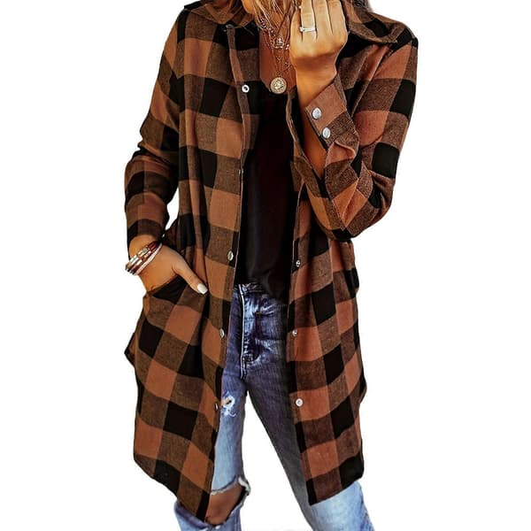 Dameknapper ned skjorter Oversized lette bluser Løse uformelle topper Høst trendy kåper Brun M Brown M