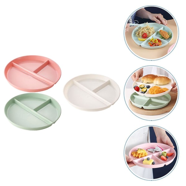 3 stk porsjonskontrollplater Tregrids fruktmatplater Delte middagstallerkener for diett