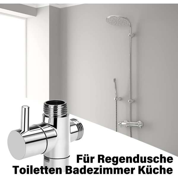 3-vejs omskifterventilhane-adapter G1/2 tommer - brusebad T-adapter, messingafleder til hane til håndbruser