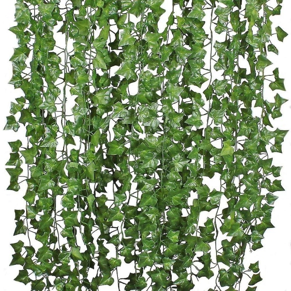 12 Strands Artificial Ivy Leaf Plants Vine Hanging Garland Fake Foliage Flowers Home Kitchen Garden Office Wedding Wall Decor, 84