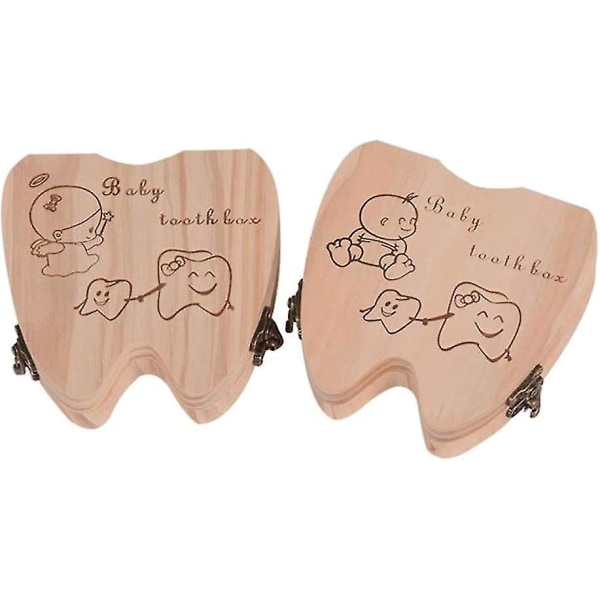 Baby Minnesakslåda Tandfe-lådor i trä Barn Barn Tandförvaringshållare Organizer För barn Baby Shower Födelsedagssouvenir