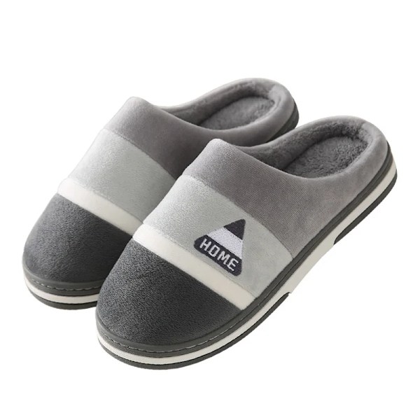 Vinter Varme Plys Tøfler Mænd Kvinder Hjem Casual Flurry Flad Flip Flops Komfortable Skridsikre Indendørs Soveværelse Sko Stor Størrelse 48 49 Gris 40-41