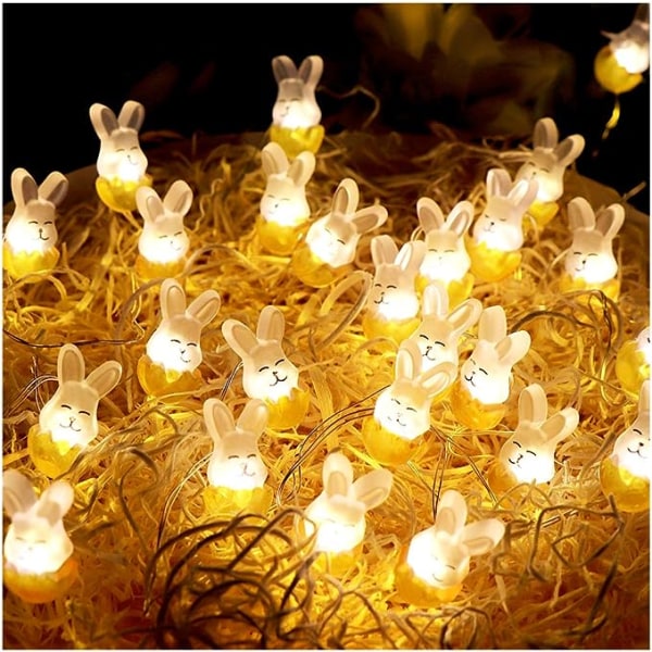 Cute Rabbit String Lights Bunny Fairy Lights 10FT 30 LED-batteri Varmt hvidt natlys Vandtæt Udendørs Indendørs Værelse Soveværelse Væg Hjem Dekoration Bryllup