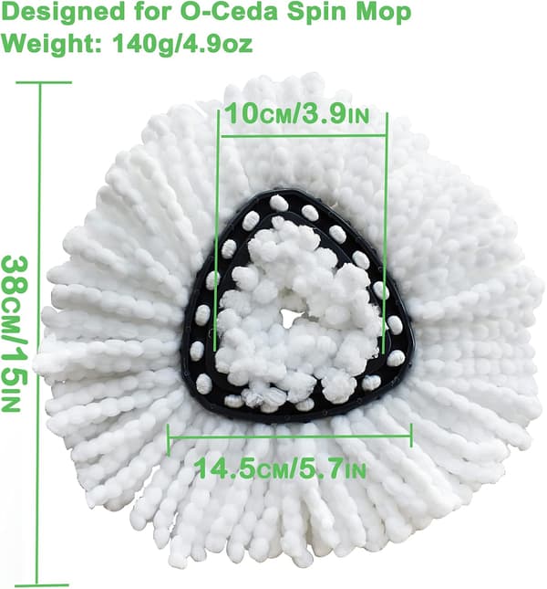 12-pakning Spin Mop-erstatningshoder for O-Ceda EasyWring, vaskbar