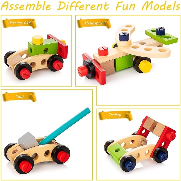Barnverktygssats, träverktygslåda med träverktyg, set, pedagogisk stambyggnad
