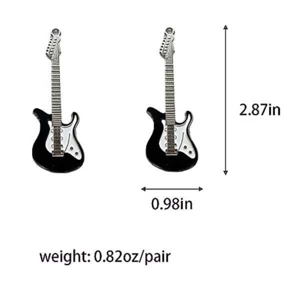 2 st Metallhårklämmor Retro Gitarr Hårspänne med Punk Klämmor Nyhet Hårstyling (Svart)