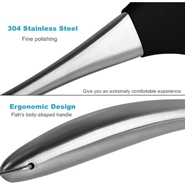 Premium Silikon Wok-Spenge BPA-Fri 600ºF Spenge Rustfritt Stål Håndtak 14-1/5 Tommer for Non-Stick Kokeredskaper (Svart)