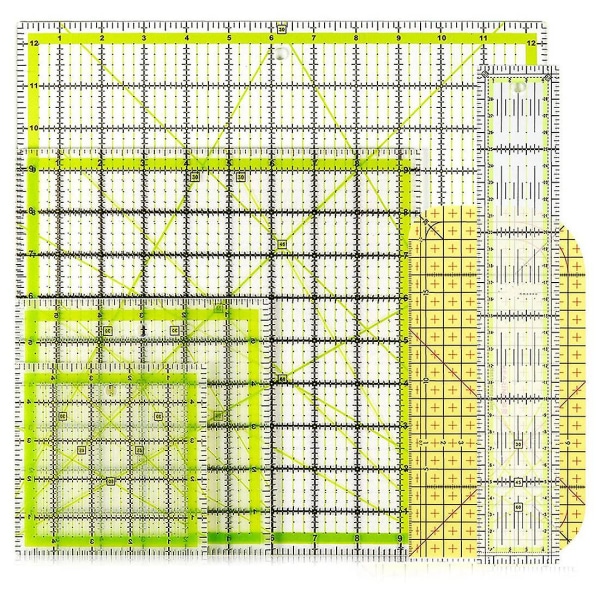 6 st Quiltlinjal Fyrkantig Akryl Quiltlinjal Tyg Skärlinjal Transparent Marker Akryl