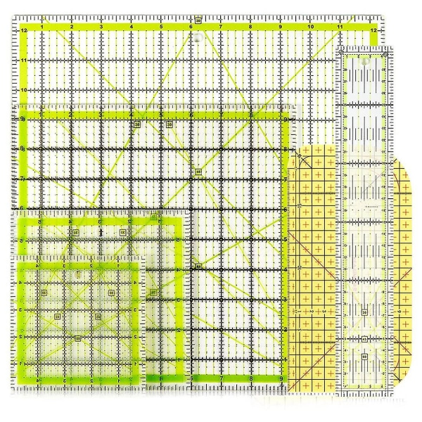 6 stk Quilting Ruler Kvadratisk Akryl Quilting Ruler Stoffskjæringslinjal Transparent Markør Akryl