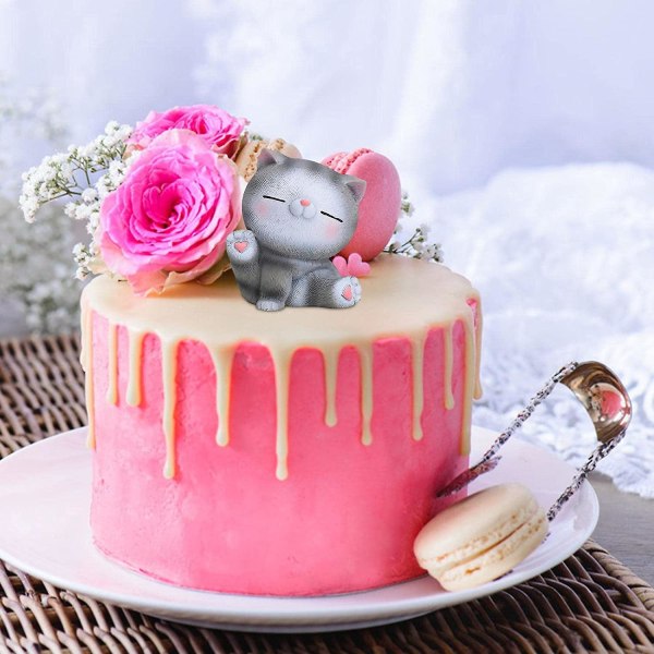Katt Dashbordfigurer | Kreativ Bilkattdekor Resin, Katt Skrivebordsdekor Miniatyr Katt Bursdagskake Baking Dekorasjon Fe-Dyr Ch