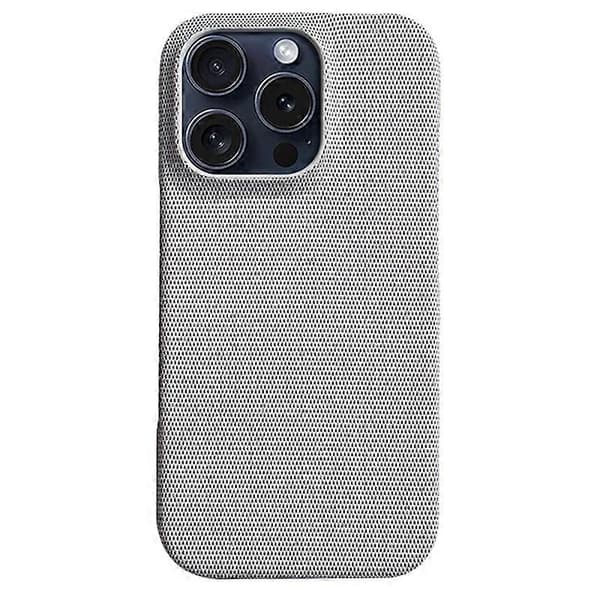 Til iPhone 16 Pro Max Deksel Solid Farge Stofftekstur Hardt PC-telefondeksel Light Grey