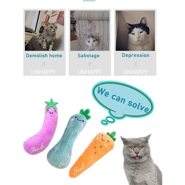 Katt Leksaker för Innekatter, Katt Kattmynta Leksaker 3-pack, Interaktiv Katt Leksak Katt Leksaker för Innekatter Interaktiv, Kattunge Leksaker Presenter för Katter