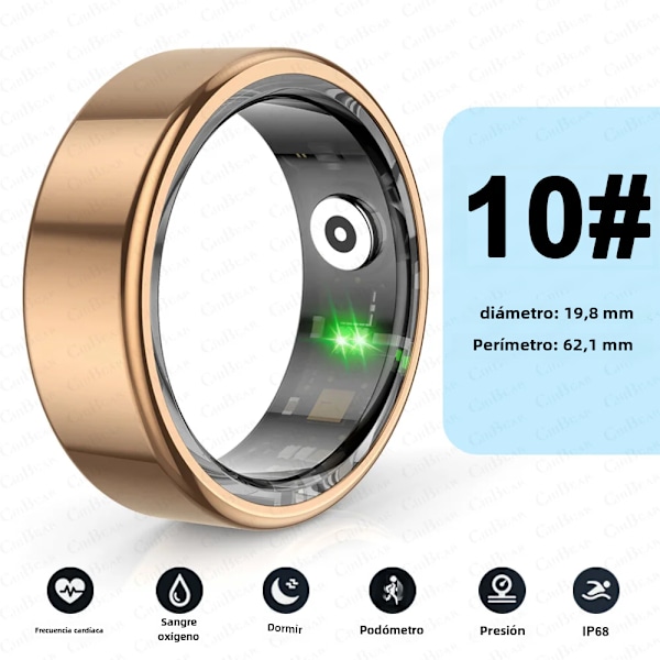 Smart Ring for HUAWEI/XIAOMI/SAMSUNG Titanium Steel Case Health Monitoring 3ATM Waterproof 100+ Sports Modes Smartring for Men Women golden10