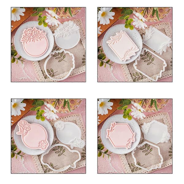 Flexibelt bakningsset med koreanska mönster och välsignelseramar för eleganta dessertdekorationer Pattern frame B