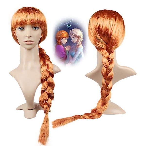 Is og snø cosplay romanse parykk langt hår stor flette