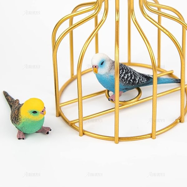 4 pakke fugle dekorative figurer, mini søt falsk papegøye fugl parakitt Dyremodell leker Hjemmeinnredning Hage kakedekorasjon