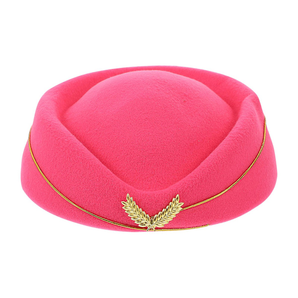 Dam Stewardess Hat Filt Flygvärdinna Hatt Kostym Luftvärdinna För Kostym Cosplay Band Musikframträdande (rosa storlek M)
