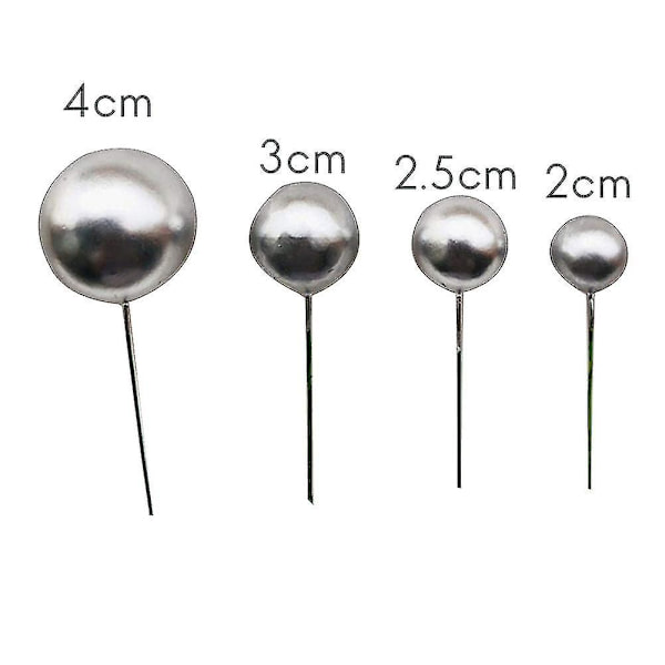 40 stk Mini Sølv Ball Cupcake Toppers Til Bursdagsfest Dekorasjon