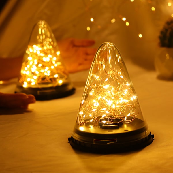 LED-lampor, 2 st solcells-LED-konformade hängande lampljus vattentäta för julbröllopsfest hemträdgård sovrum utomhus