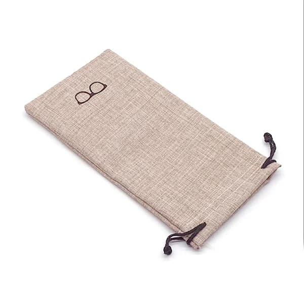 Glatt, tynt brilleetui i lin – Multi Beige