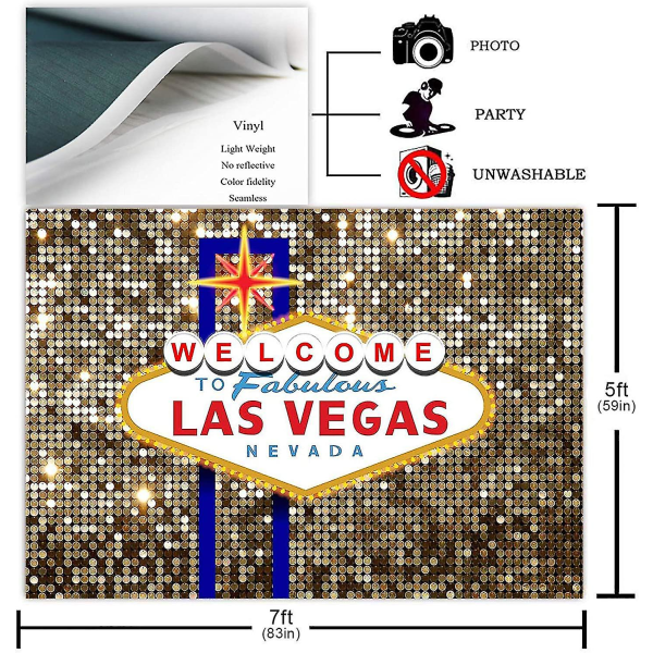 Las Vegas Party Baggrund til Fødselsdag Dekorationer Velkommen til Las Vegas Fantastisk Casinoaften Poker Party Fotografi Baggrund Guld Luksus Prom Kostume