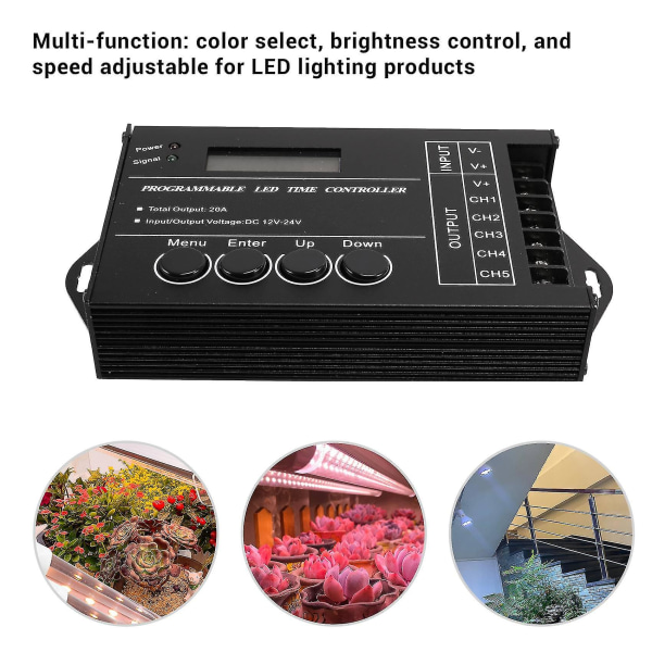 Tc420 Tidsprogrammerbar RGB LED-styring DC12v-24v 5-kanals LED-tidsdæmper