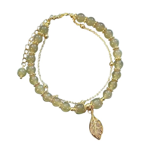 Metallkjede Gave Kone Dobbelt Lag Daglig Mote Elegant Jade Armbånd For Kvinner