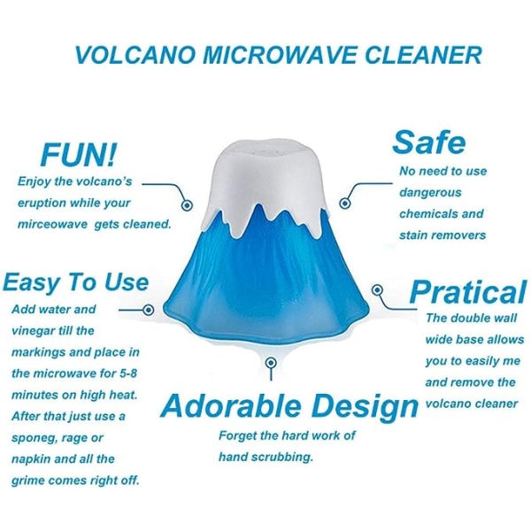 Vulkan Mikrovågsrengörare - Mikrovågsugn Ångrengörare, Högtemperaturångare Rengör Lätt Smuts på Minuter Ångrengör och Desinficerar med Vinäger och W
