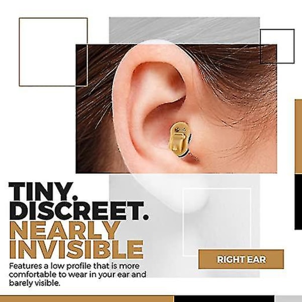 Premium digital høreforstærker - højre øre usynlig i kanalen (cic) In-ear mini lydforstærker sæt, næsten usynlig - sort