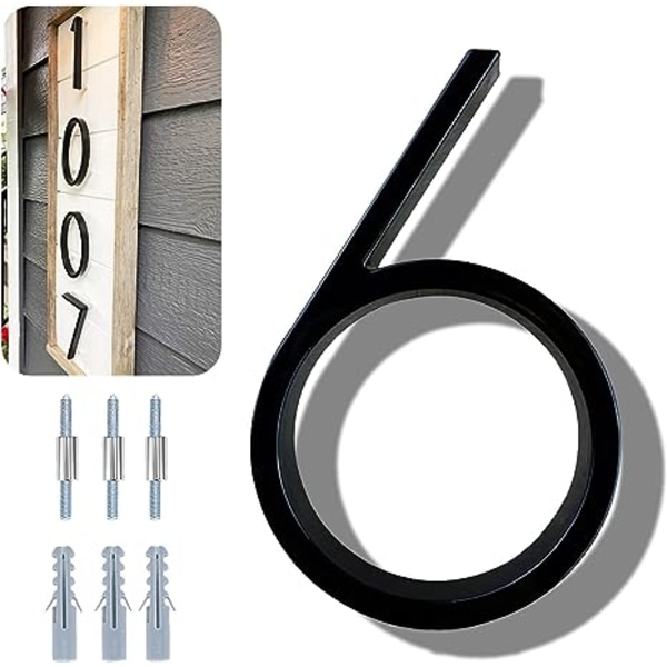 5 tommers flytende husnummer for utvendig - maksimal rustbeskyttelse Moderne husnummer, sinklegering skyggenummer med spikersett-dekor for utendørs Gard