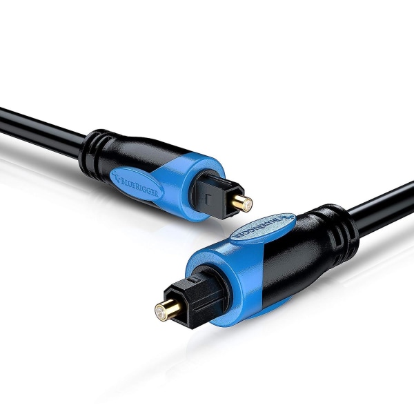 Digital optisk ljud Toslink-kabel (3m, fiberoptisk sladd, 24k guldpläterad) - Kompatibel med hemmabio, ljudbar, tv, Xbox, P