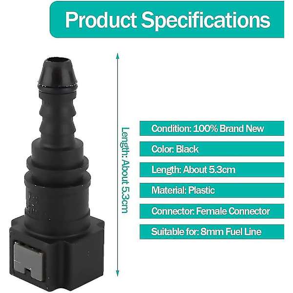 7.89-id6 Bilbrændstofslanger Connector Auto Auto Disconnect Connectors Adapter Brændstofledning Fittings 8mm