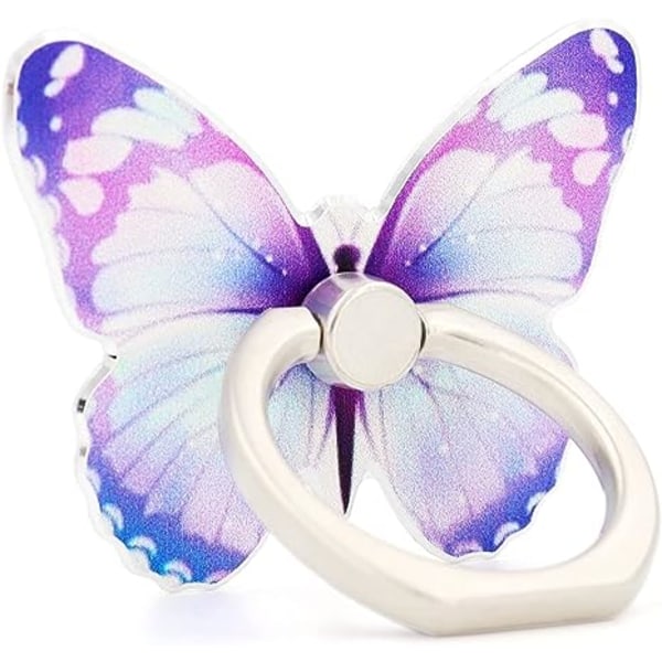 Butterfly-matkapuhelimen sormusteline Sormirengaspidike 360° Kääntyvä 180° Flip Universal -jalusta, joka on yhteensopiva kaikkien älypuhelimien kanssa (violetti)