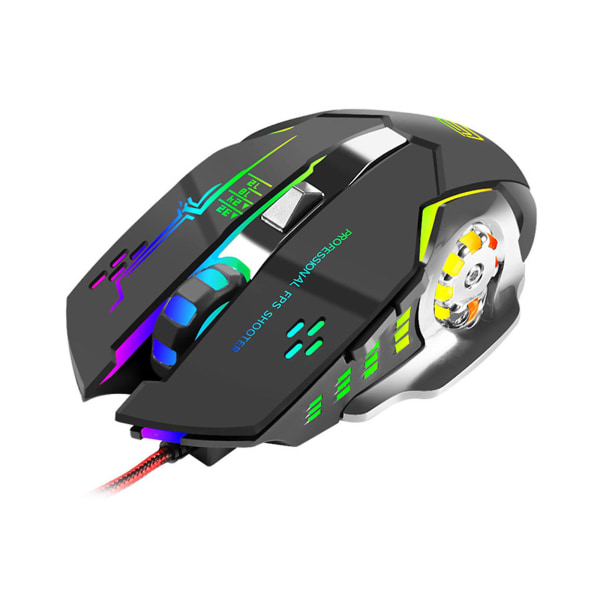 6 nycklar Gaming Mus Ergonomi Makro Trådbunden Luminous Mouse 3200dpi Mekanisk