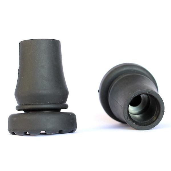 Stokkepind, skridsikker gummibelagt universel stokkespids til 3/4\" stok, 3/4 tommer - rund bund (2 stk., sort)