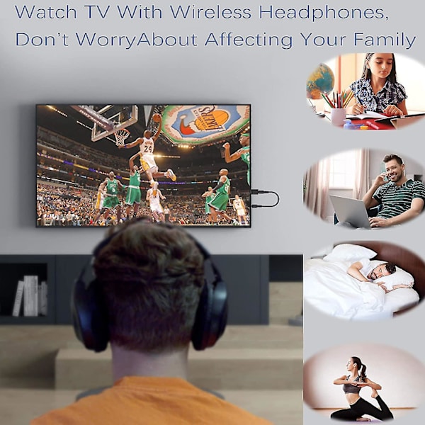 USB Bluetooth 5.0 med 3,5 mm AUX 4-i-1 Trådløs Lydtransmitter Modtager Adapter til TV/Hjemmeaudiosystem