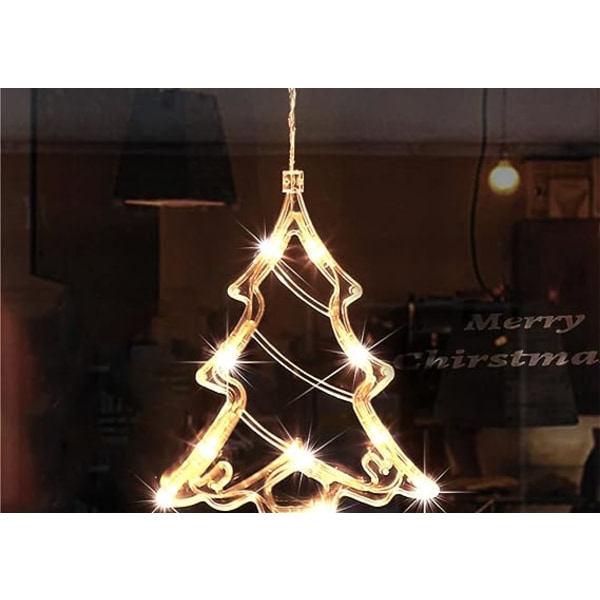 Julehengende vinduslys Batteridrevet LED-suger-vindushengende dekorasjonslys, juledekorativ nyhet sugelys, hageterrasse Be