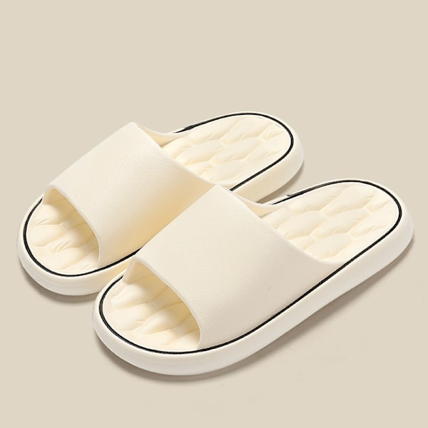 Sommer Nye Sky Slippers Mænd Kvinder Strand Sandaler Tykke Platform EVA Blød Sål Mode Flip Flops Par Hjem Sko Beige 44-45