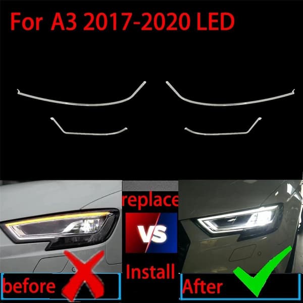 Til A3 S3 Led 2016-2018 Drl Forlygte Lysguideplade Dagkørelys Rør Bil Kørelys