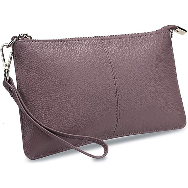 Clutch Wristlet Håndveske Kvinner Ekte Lær Stor Lommebok med Crossbody Skulderkjede