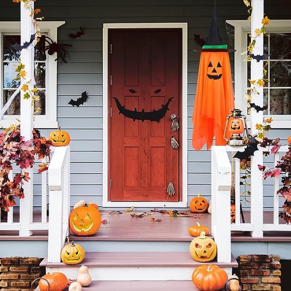 Halloween-koristeet, Yksi Esiasennettu Oranssinpumppu-Noitakorkki Halloween-koriste, Riippuva Pumppukoriste Kotipuutarhaan Juhliin Sisä- ja Ulkokäyttöön