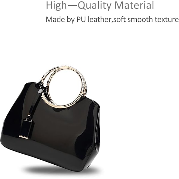 Handväska Crossbody Väska Topphandtag Axelväska Tote Väska Dam Axelväska Vattentät Blank PU Läder Svart