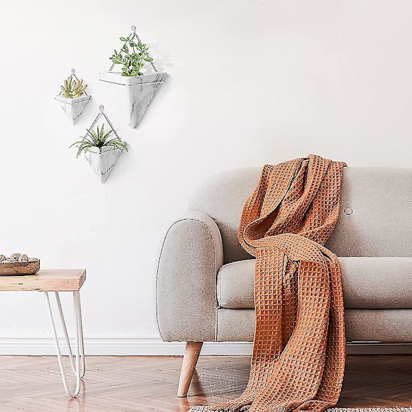 10cm Hängande Planter. 2-pack Keramiska Geometriska Väggplanter Växtställ Behållare Med Krokar För Inomhus Utomhus Väggdekor. För