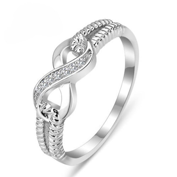O-formad 925 Sterling Silver Ring AAA Cubic Zirconia Bröllopsgåva för Kvinnor 9