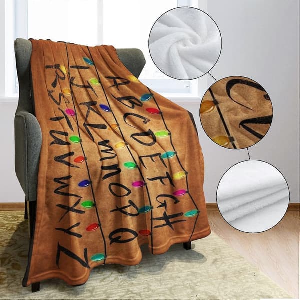 Stranger Theme Luminous Letter String Light Flanellfiltar i olika storlekar 110*140