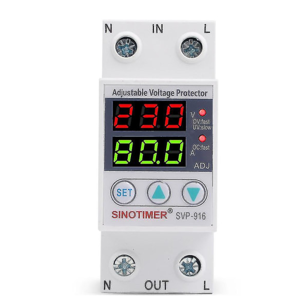 Digitalt display-strømbeskyttelsesrelæ over- og underspændingsbeskyttelsesmåler (størrelse: 63A)