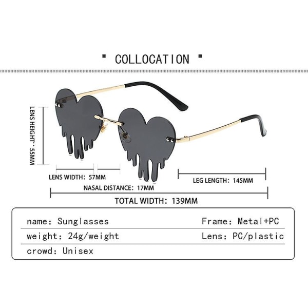 Hjerte Solbriller Feriebriller, Solbriller, Sjove Festbriller, Guldrammebriller, Wathet