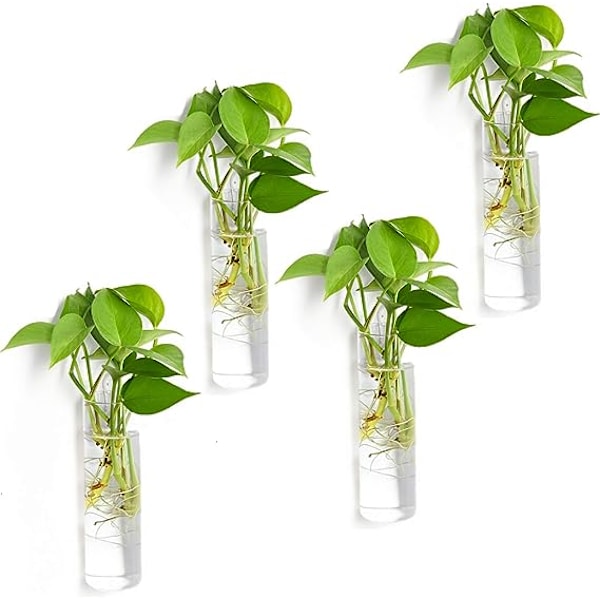 Vägghängande Planterare, 4 st Glasplanterare Hängande Glas Terrarium, Glas Växtbehållare Väggvas Perfekt för Förökning av Hydroponiska Växter Hem G